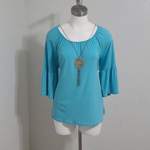  C'est La VieWomen's Necklace Blouse XL Blue